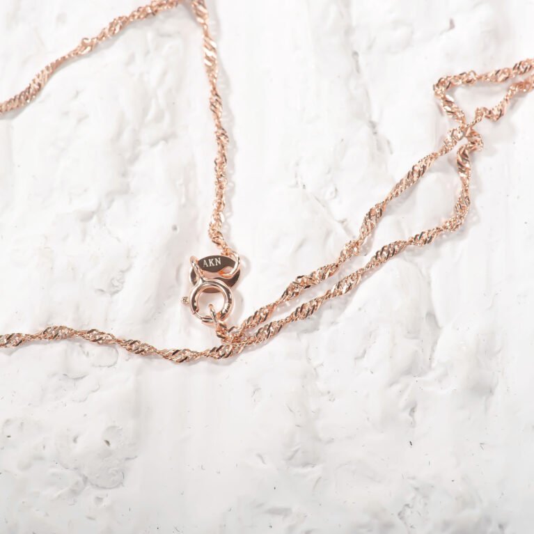 1.5mm Twisted Curb Singapore Rope Chain- Rose Gold