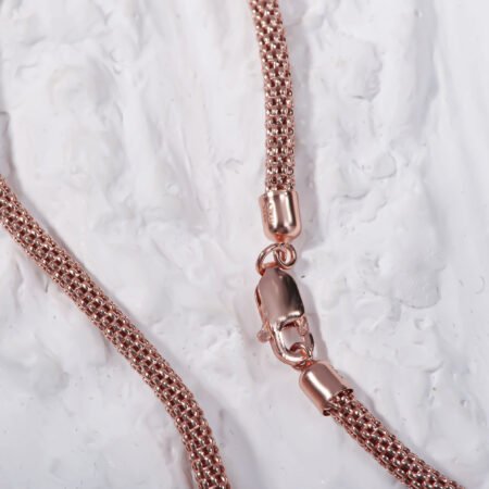 Over Genuine Italian 3mm Mesh Popcorn Chain- Rose Gold