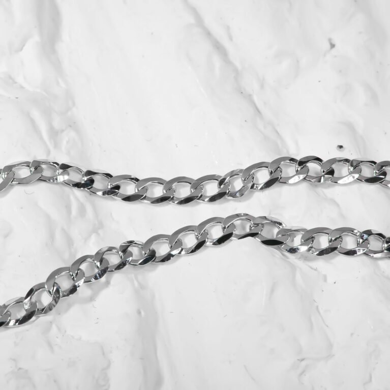 3mm Width Diamond-Cut Cuban Link Curb Silver Bracelet Unisex