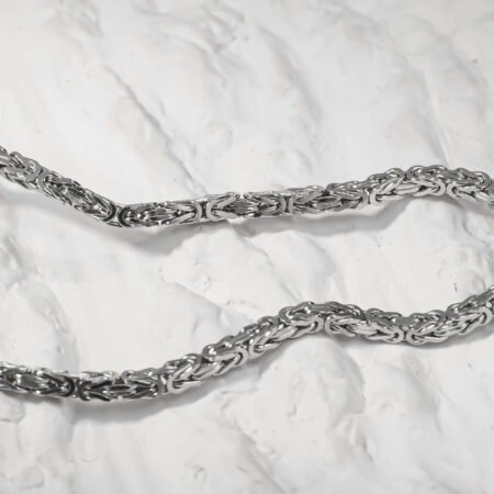 Handmade Italian 2.5mm Flat Byzantine Link Silver Bracelet Unisex