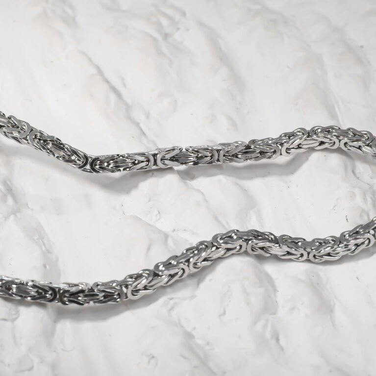 Handmade Italian 2.5mm Flat Byzantine Link Silver Bracelet Unisex
