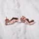 Two Little Hearts with Zircon in Rose Gold Silver Earing