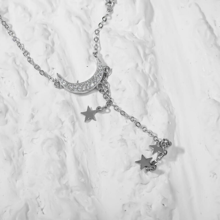 Star and Moon Silver necklace
