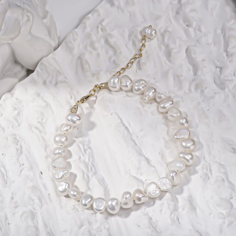 Paperlink 5-6mm Freshwater Cultured pearl-16+4cm Silver Bracelet