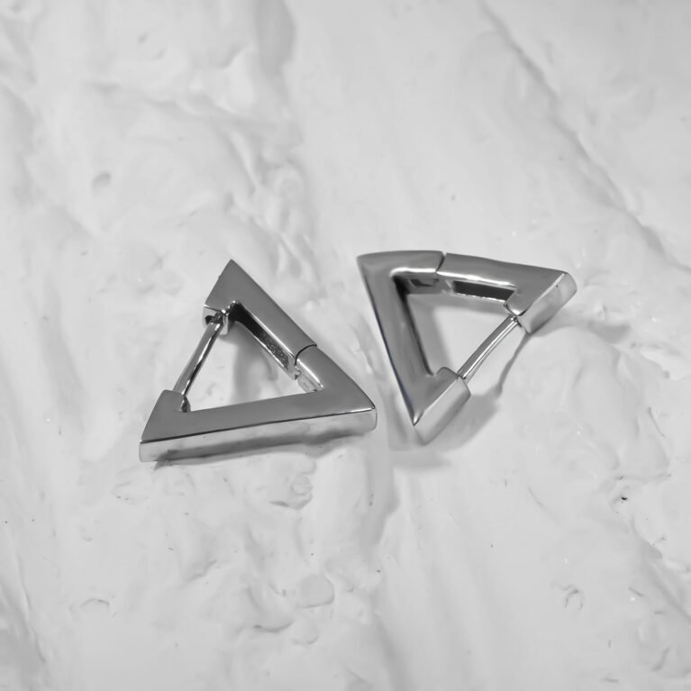 Triangle Silver tone Silver Earing
