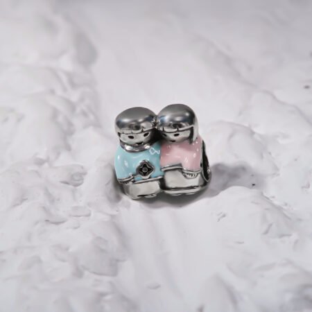 Cute colourful Couple Silver Charm