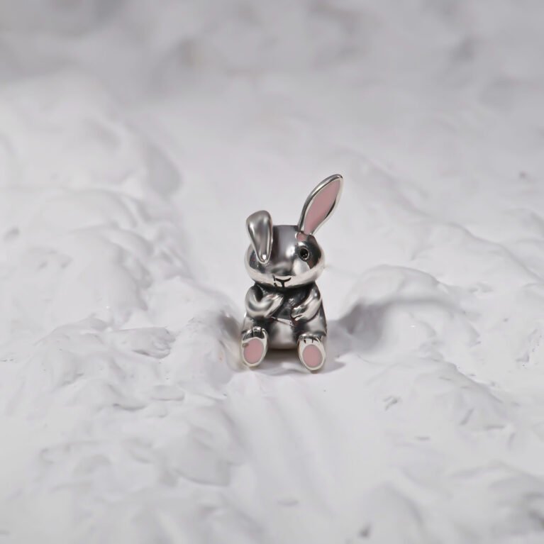 Cute Bunny Silver Charm