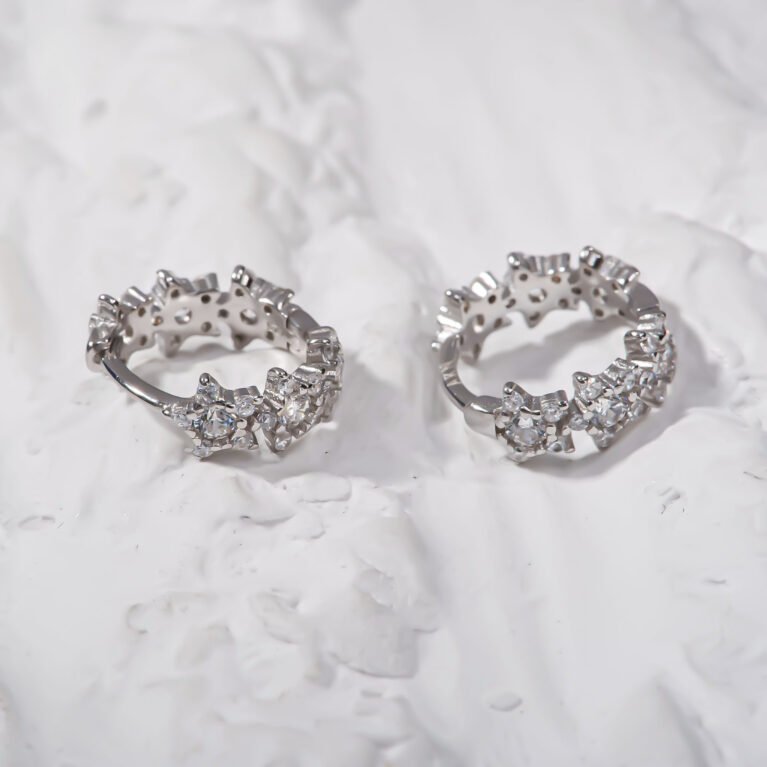 Stone Studded Silver Earing