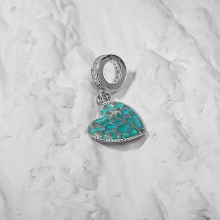 Heart with Tree Art Silver Charm