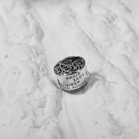 Family Round Art with a family message Silver Charm