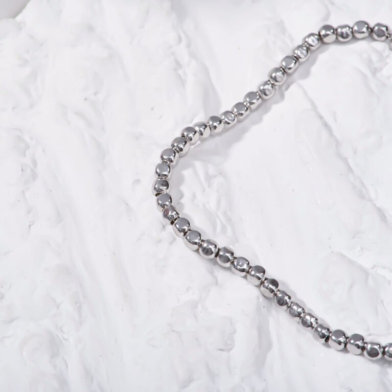 2.5mm Organic Cube Bead Chain Bracelet for Unisex 7inch