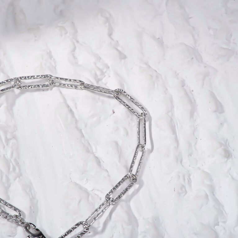 Italian Handmade 3.5mm Paperclip Link Hammered Chain