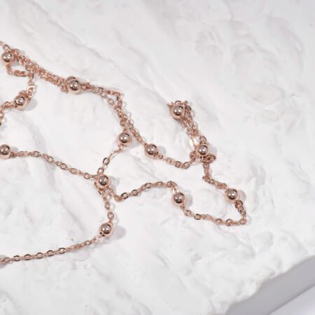 1.0mm Cable Chain with Ball - Rose Gold