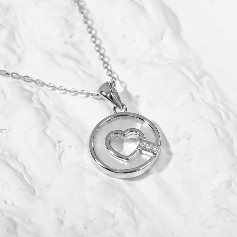 Little Heart on White Enamel necklace