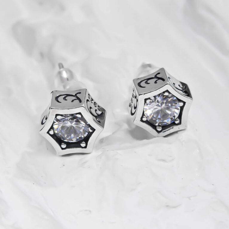 Star with Cubic Zircon Silver Earing