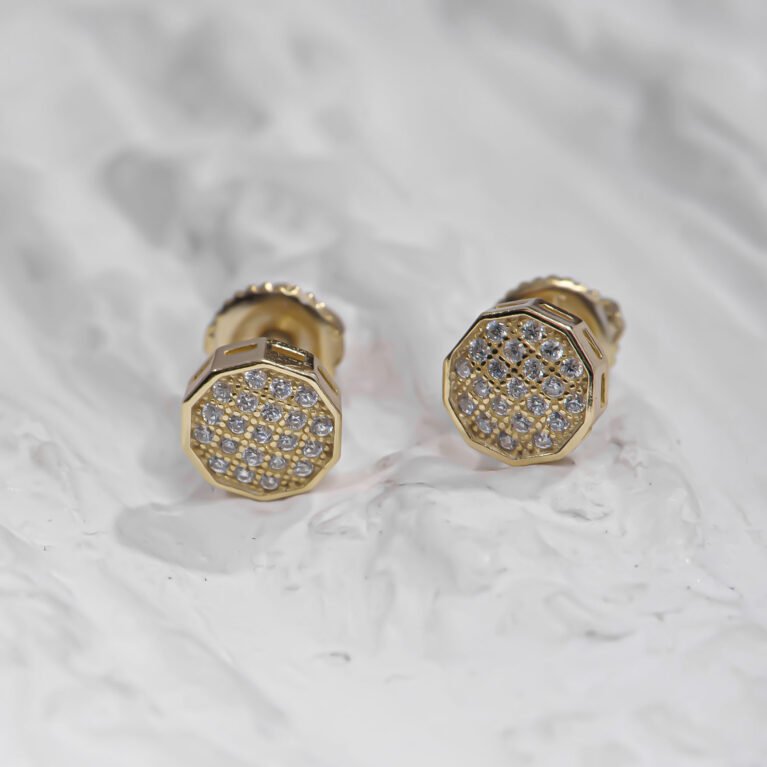 Round Cubic Zircon Gold plated Silver Earing