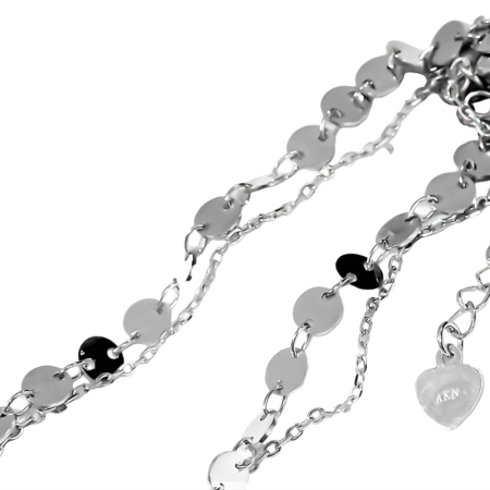 Double layer Silver coin and Cable Chain Silver Anklet