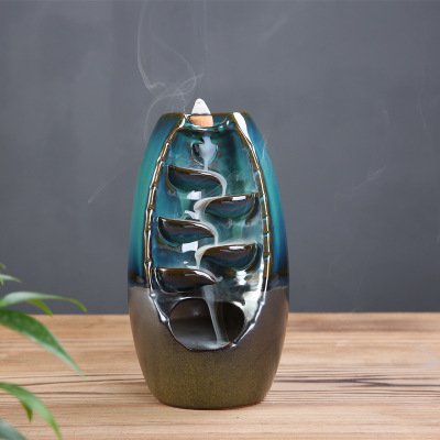 Waterfall Backflow Incense Burner Handmade Ceramic Censer Incense Holder Indoor