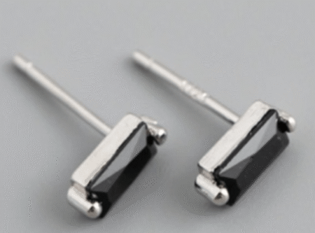 Black Stone Silver Earing
