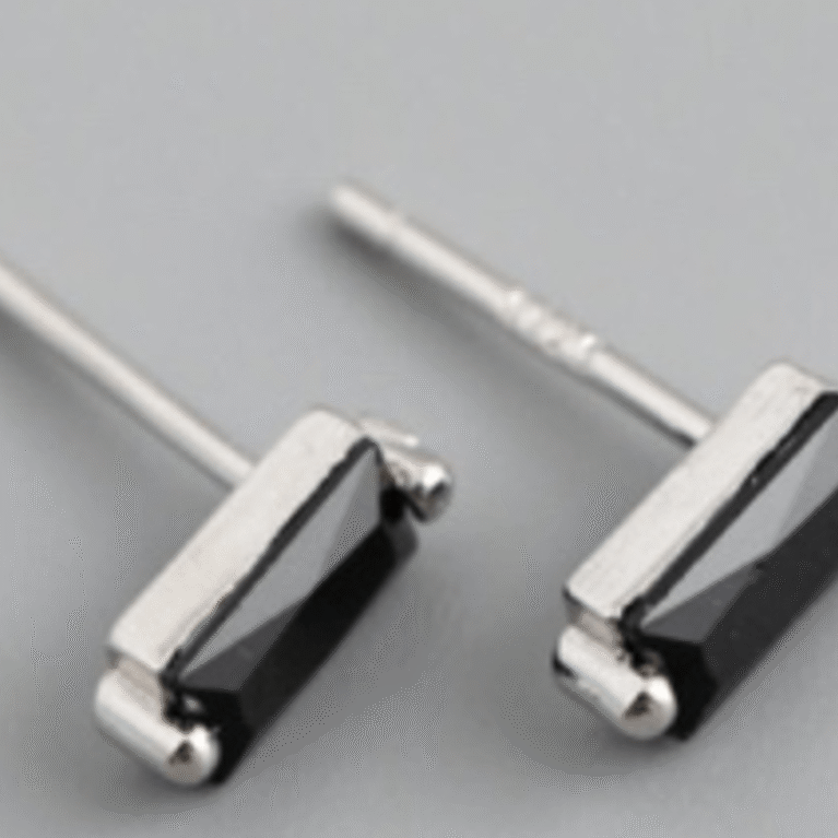 Black Stone Silver Earing