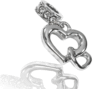 2 hears with Cubic Zircon studded Silver Charm