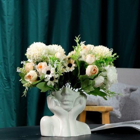 Nordic Style Body Art Ceramic Vase - Human Face