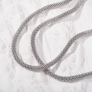 3.0mm Mesh Link Chain Silver Bracelet 6.5inch /  16cm