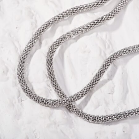3.0mm Mesh Link Chain Silver Bracelet 7 inch 17cm