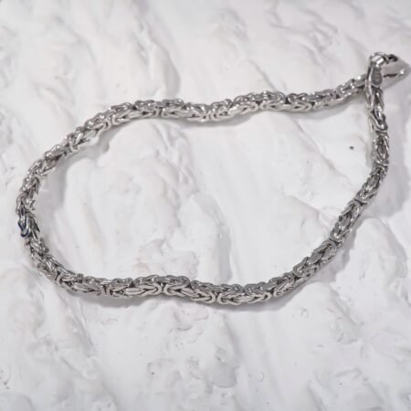 Handmade Italian 2.5mm Flat Byzantine Link Silver Bracelet Unisex