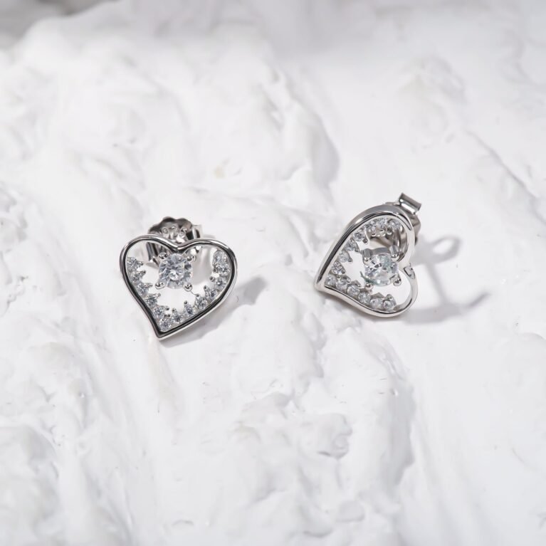 MIni heart Silver Earing