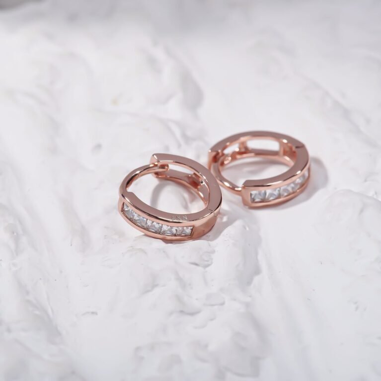 Huggie Hoop Rose gold Silver Earing