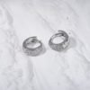 Huggie Hoop Double Line CZ Silver Earing