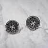 Round design Art black tone Silver Earing