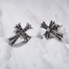 Silver Black tone Long Cross Silver Earing
