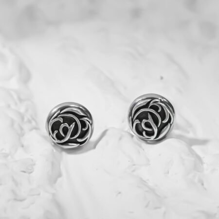 Round Art silver black tone Silver Earing