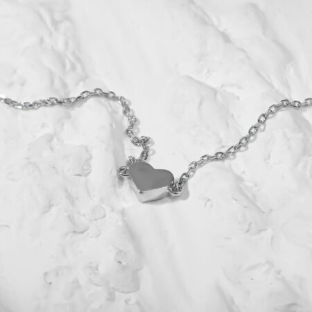Layered heart and Satellite chain Silver Anklet
