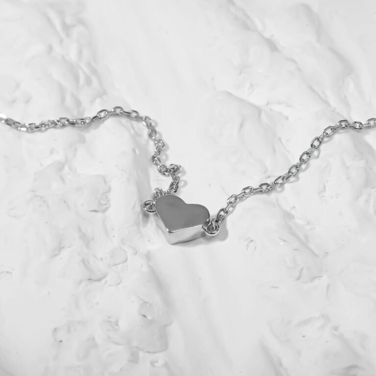 Layered heart and Satellite chain Silver Anklet