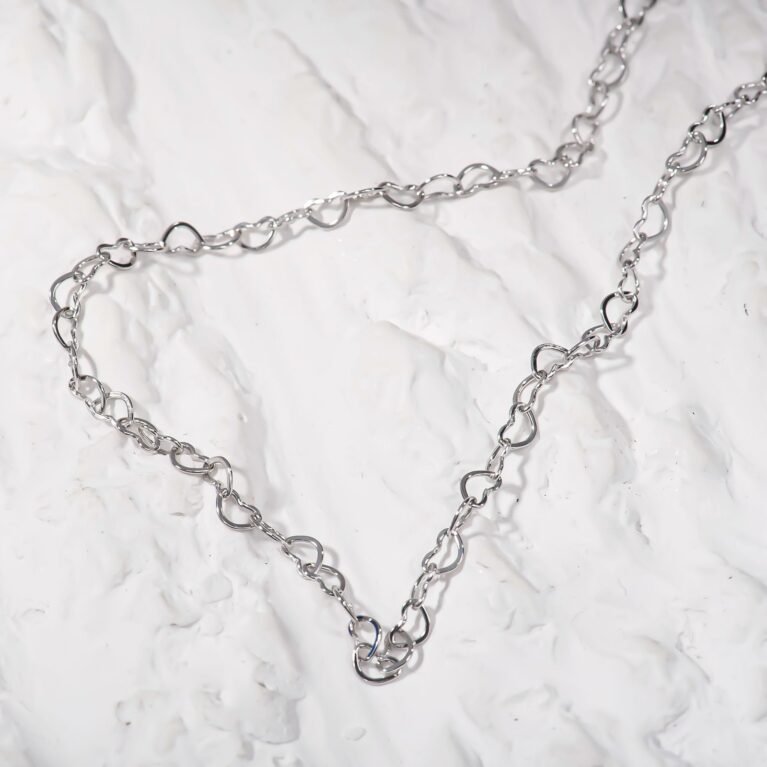 Heart Link Silver Anklet