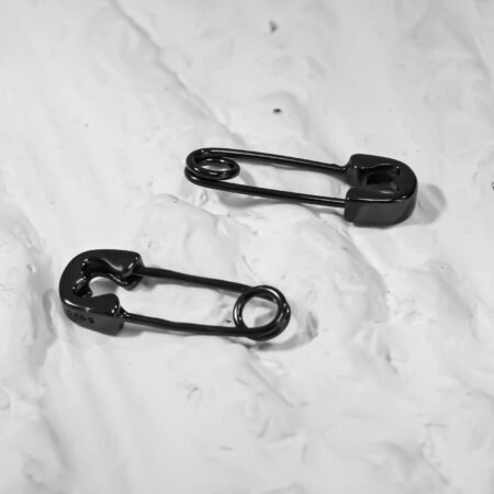 Black Pin Silver Earing