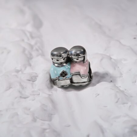 Cute colourful Couple Silver Charm