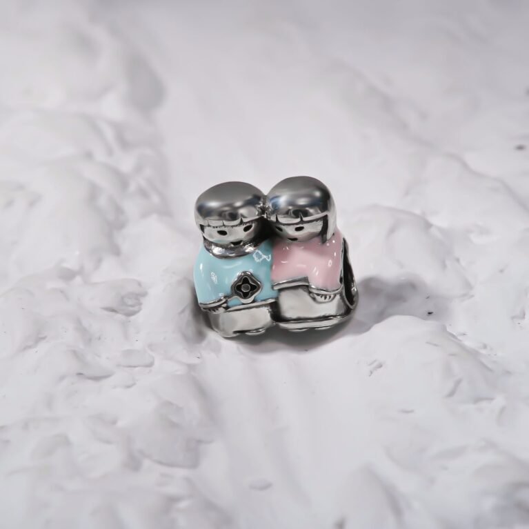 Cute colourful Couple Silver Charm