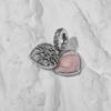 Double heart modern Pink stone and a message  Silver Charm