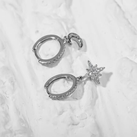 Moon Star Silver Earing