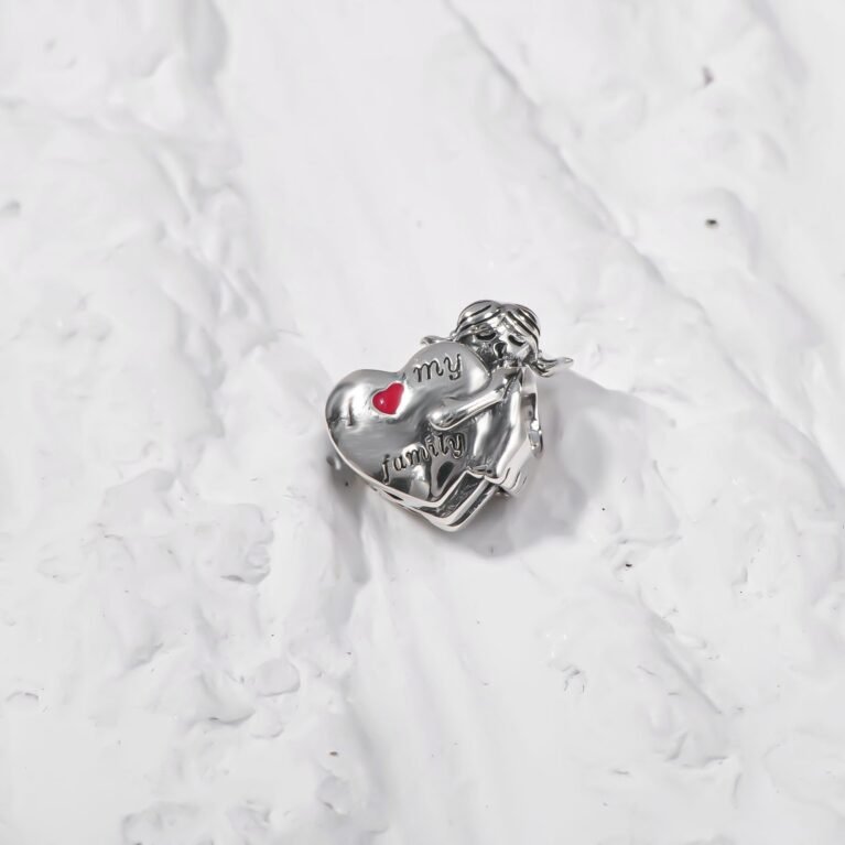 Family with heart and cute baby  Silver Charm.