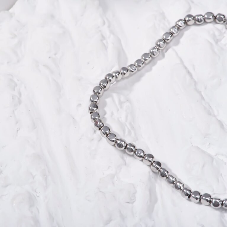 2.5mm Organic Cube Bead Chain Bracelet for Unisex 7inch