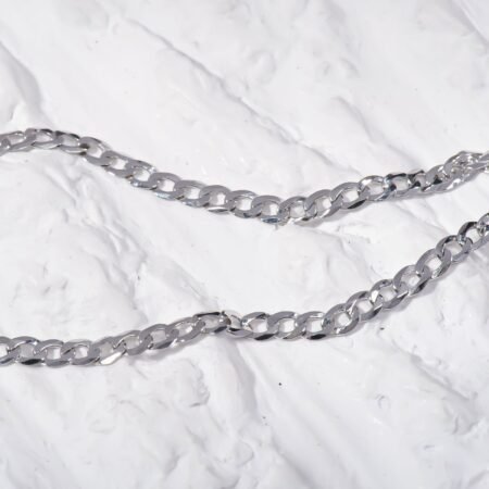 3mm Diamond-Cut Cuban Link Curb Chain Silver Bracelet Unisex 6.5