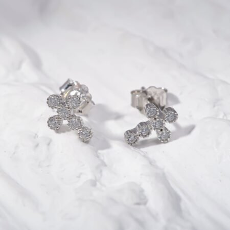 CZ studded Cross Silver Earing