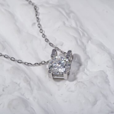 Shimmering Square 4 Prong Moissanite Necklace