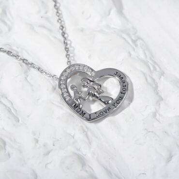 Moms Love with a cute heart Necklace.