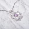White Flower with Pink Stone Necklace